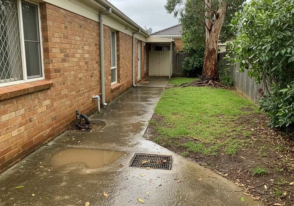 Drainage problems around Sydney home after rain